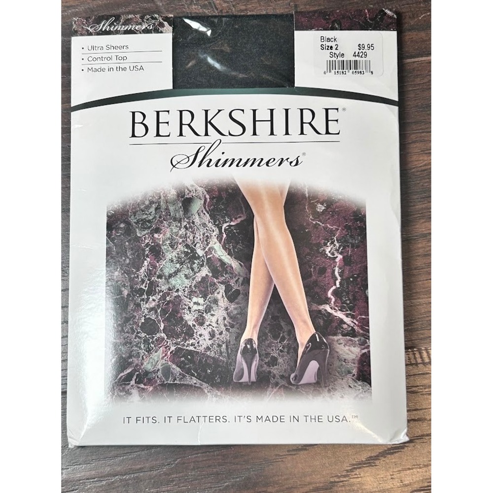 Berkshire Shimmers Ultra Sheers Control‎ Top Tights Black Size 2 Style 4429